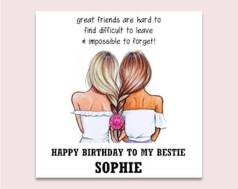 Personalised Birthday Card, Birthday Card for Best Friend, Birthday Card, female birthday card, any name cards