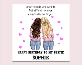 Personalised Birthday Card, Birthday Card for Best Friend, Birthday Card, female birthday card, any name cards