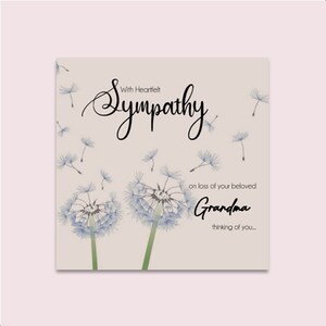 Carte de condoléances personnalisée pour les amis et la famille, la sympathie et le deuil
