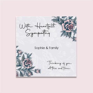 Carte de condoléances personnalisée pour les amis et la famille, la sympathie et le deuil