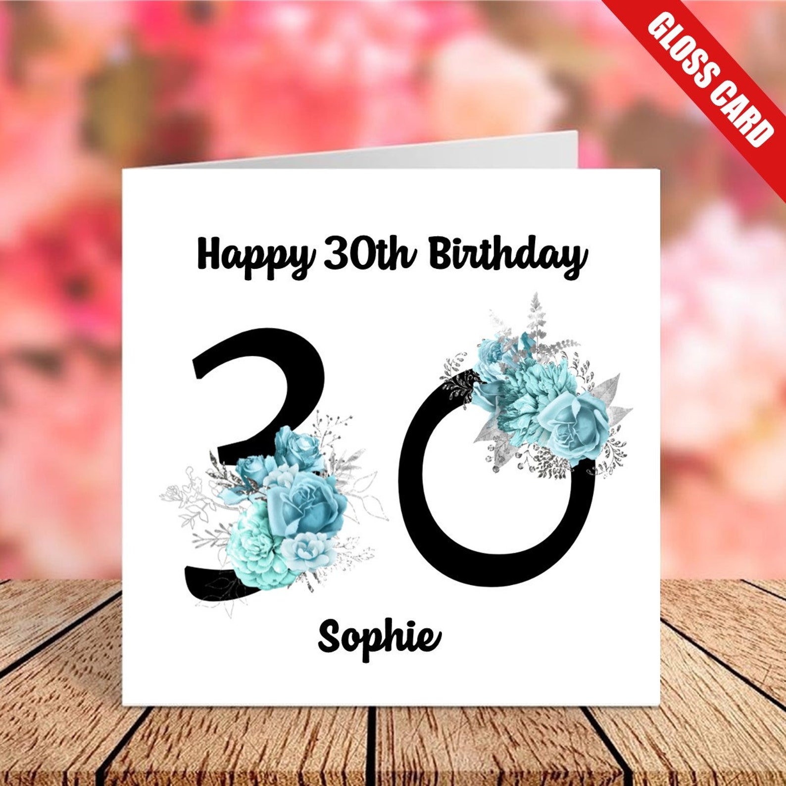 Personalised Birthday Card 30th Blue Floral Etsy personalised-birthday-card-30th-blue-floral-etsy