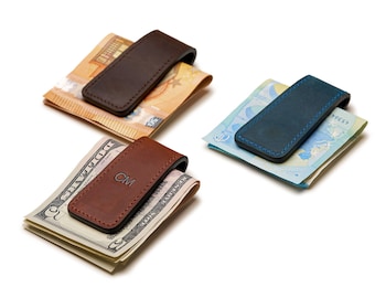 Custom Leather Magnetic Money Clip - Handmade & Personalised Money Clip, Perfect Monogram Groomsmen Gift