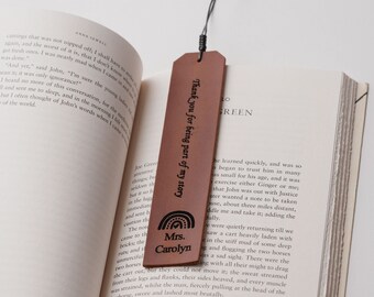 Thank You for Being Part of My Story Leather Bookmark, Personalized Teacher Gift, Teacher's Day, Christmas Gift Idea for a Teacher or Mentor