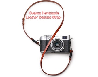 Leather Camera Strap Personalized for Photographers, Custom Camera Shoulder Strap, Slim Fixed Length Leather Camera Strap