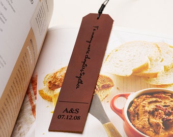 Personalized Leather Bookmark with Custom Initial & Quote, To many more chapters together