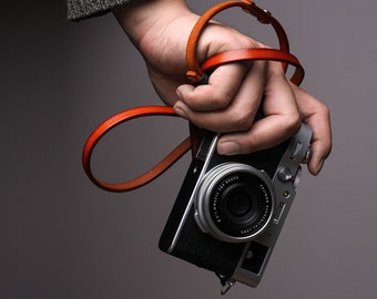 Leather Camera Strap Personalized for Photographers, Custom Camera Shoulder Strap, Slim Fixed Length Leather Camera Strap