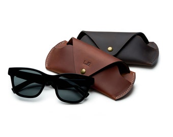 Custom Leather Glasses Case, Personalized Sunglass Pouch for Ray-Ban, Custom Soft Eyeglasses Case