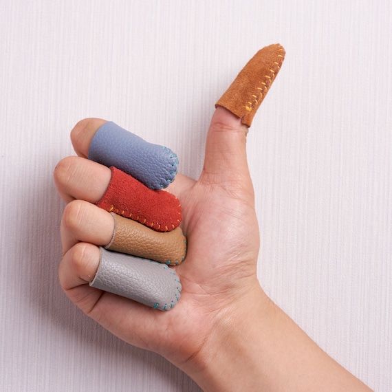 LEATHER THIMBLE Multicolor Leather Finger Protector Handmade Thimbles  Needle Felting Finger Protectors 