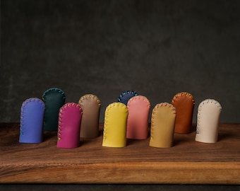 LEATHER THIMBLE | MultiColor Leather Finger Protector | Handmade Thimbles | Needle Felting Finger Protectors