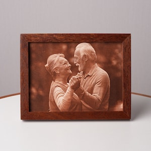 Engraved Leather Photo - Perfect Gift for Parents or Anniversary, Anniversary Gift for Her, Your Favorite Family Photo Engraved in Leather