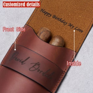 Leather CIGAR CASE with custom name engraving - Ideal gift for dad, groomsmen, Father's Day - Travel cigar holder