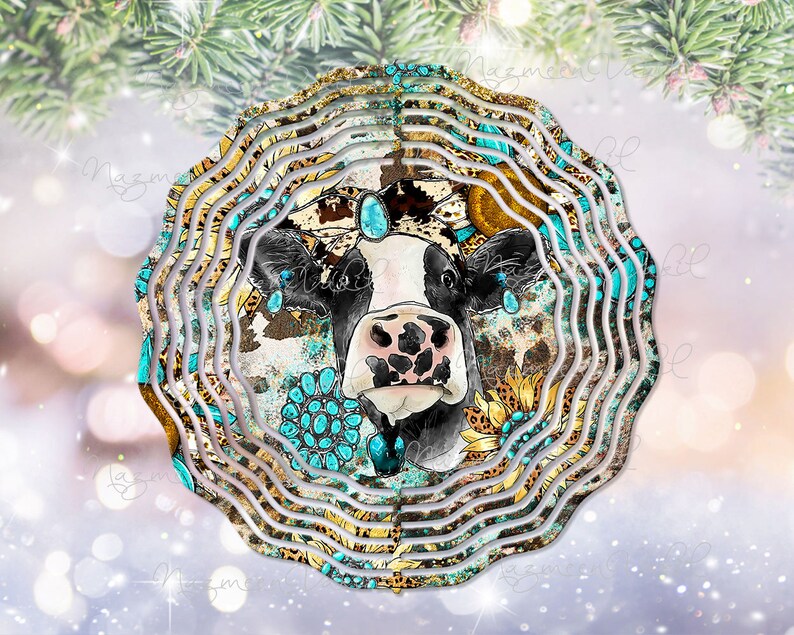 Cow Sunflower Wind Spinner Sublimation Png Wind Spinner Png - Etsy