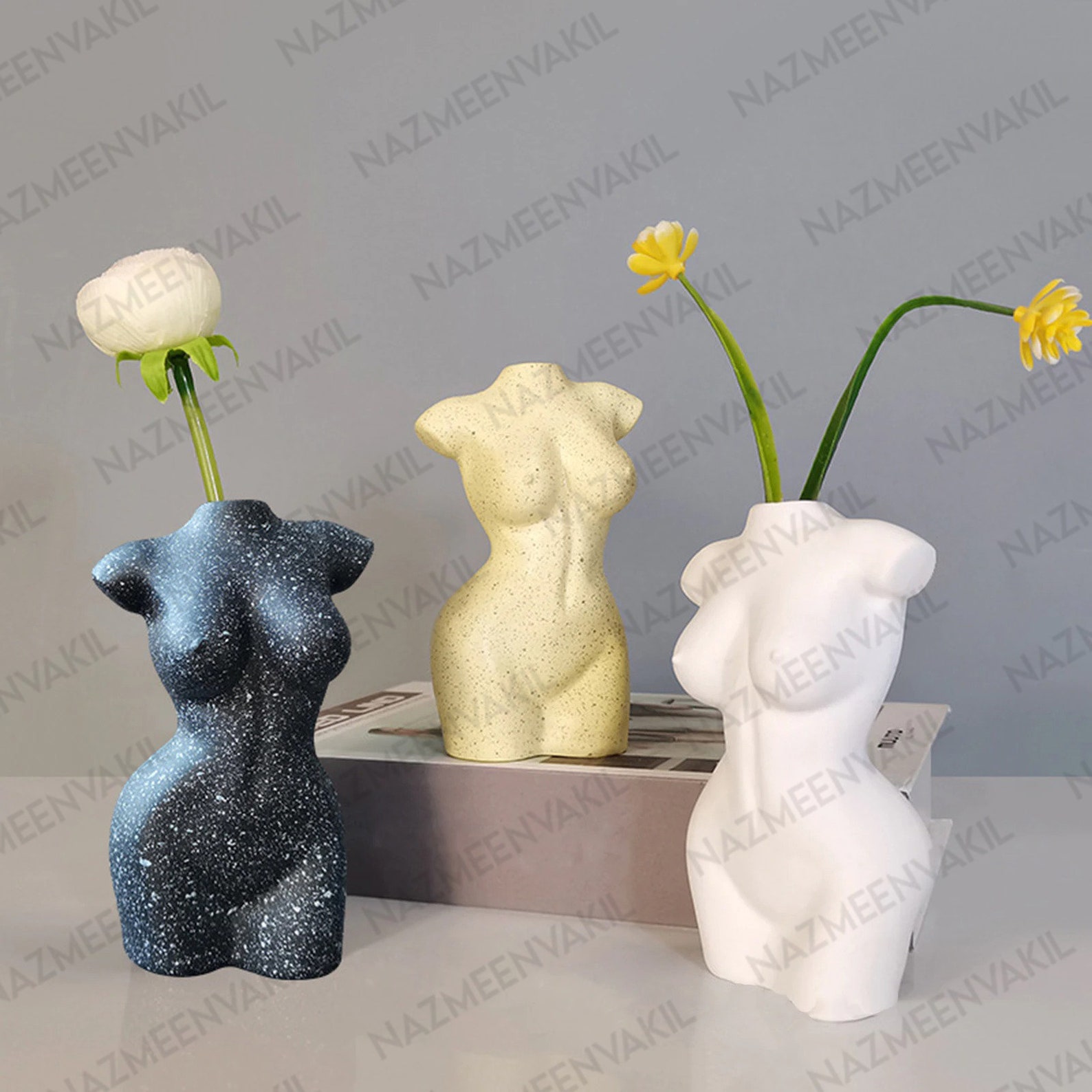 Vase En Céramique Forme Corps Féminin - Décoration Bohème Moderne - Pour Fleurs, Pinceaux, Déco - Nizirioo