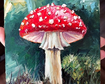 小さなオリジナルの油絵、植物のアートワーク、アブラナ科の絵画