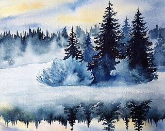 冬の風景 水彩画 D. D. A. Drawing a winter grove┃Quiet Afternoon (Watercolor) - YouTube