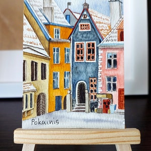 ACEO Aquarell kleine Malerei, moderne Kunst, alte Stadt, original Aquarell, alte Stadtbild, 7,5 * 9,5 cm, Stadtbild, moderne Kunst