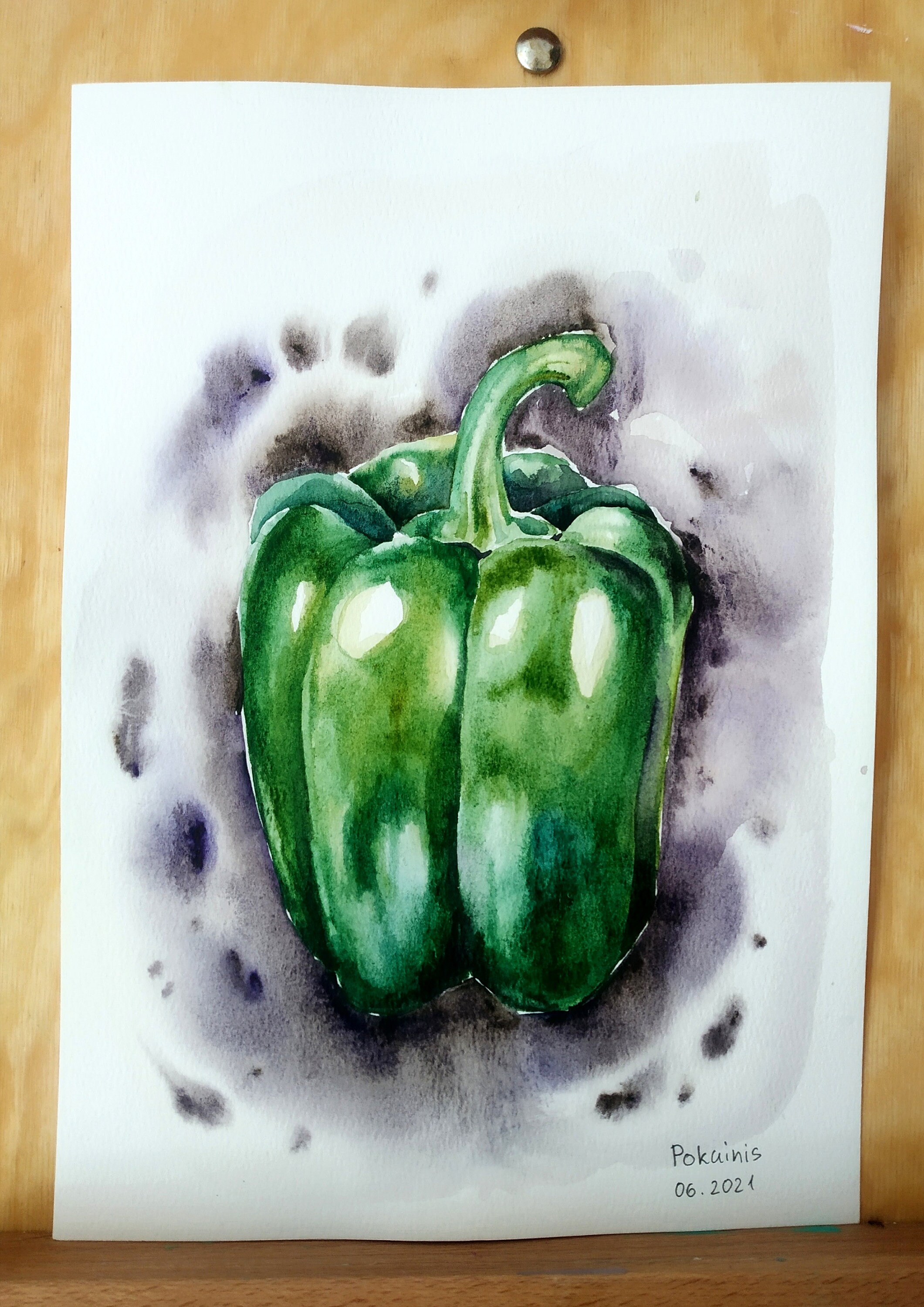Green Pepper Painting, ORIGINAL Watercolor Painting, Vegetable Wall Art ...