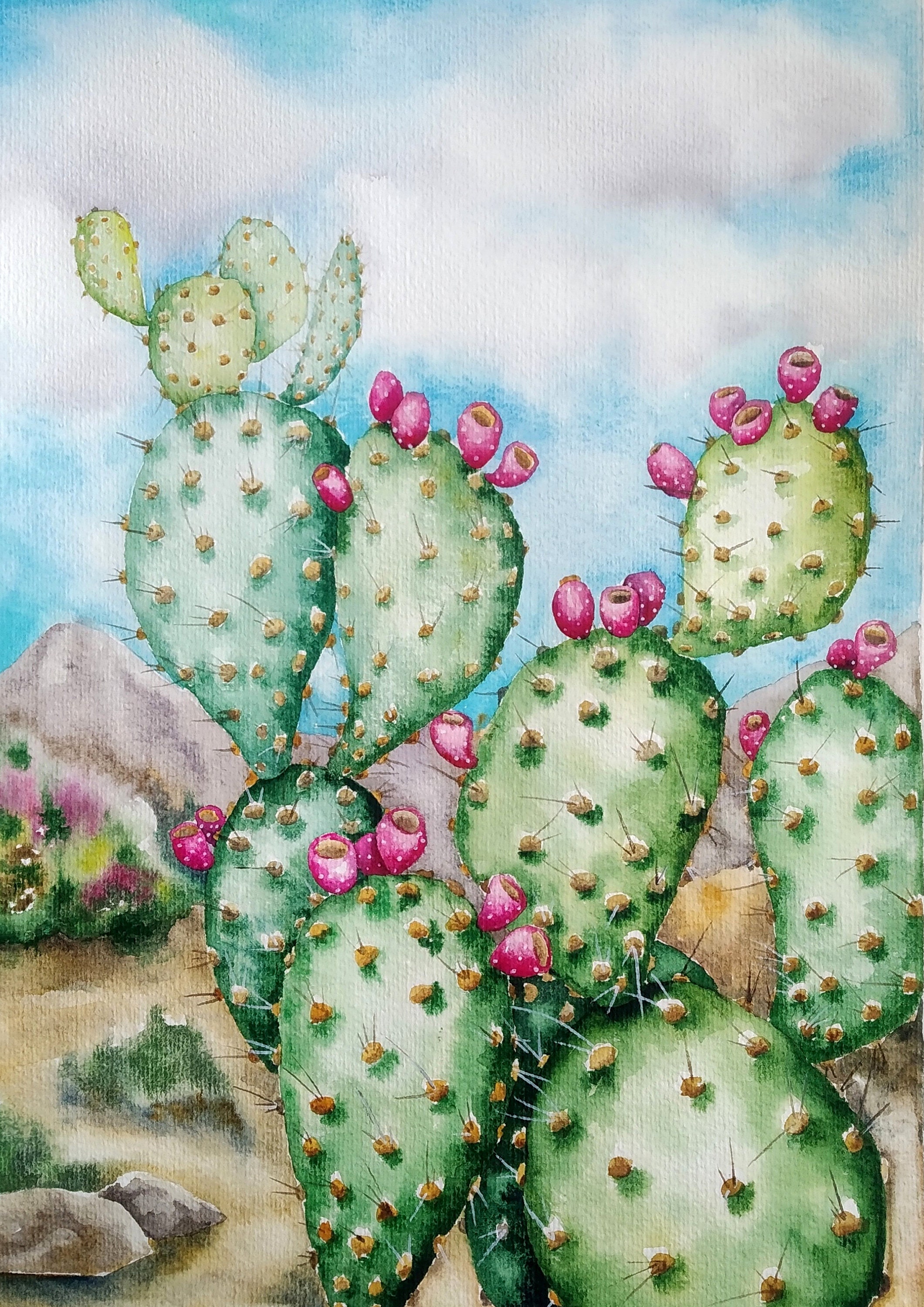 Tableau nature cactus Figuier de Barbarie