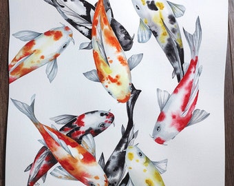 春杏　絵画　鯉の水彩画　アンティーク 春杏 絵画 鯉の水彩画 アンティーク - メルカリ
