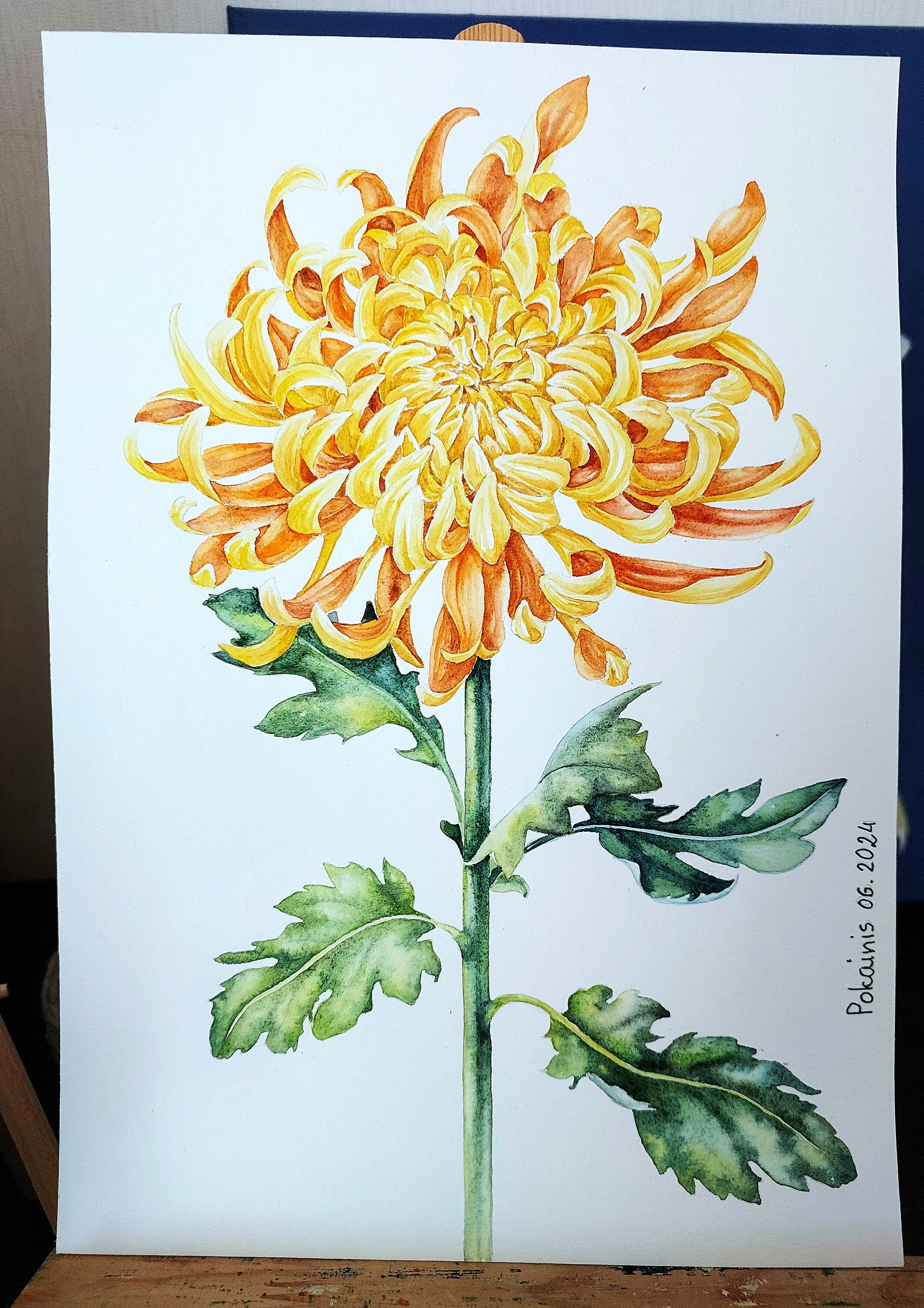 菊や蓮の花の絵画