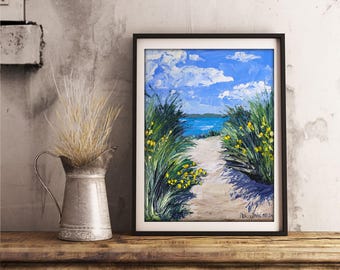 厚塗り技法を用いた海のビーチの油絵、小型風景画（8×6インチ） - Etsy
