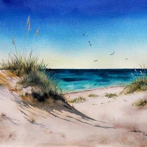 ORIGINAL watercolor painting, ocean wall art, watercolor landsape, ocean wall art, seascape artwork, Nautical painting, beach wall art