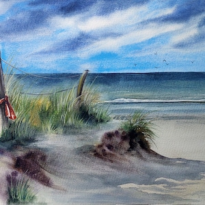 ORIGINAL watercolor painting, ocean wall art, watercolor landsape, ocean wall art, seascape artwork, Nautical painting, beach wall art