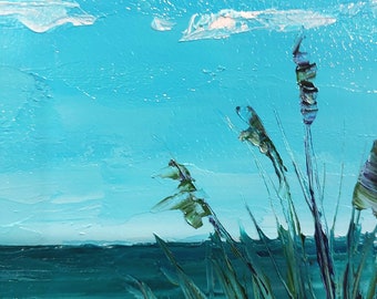 油絵 ミニ絵画【宵の海】 絵画 HR 通販 14746550｜Creema