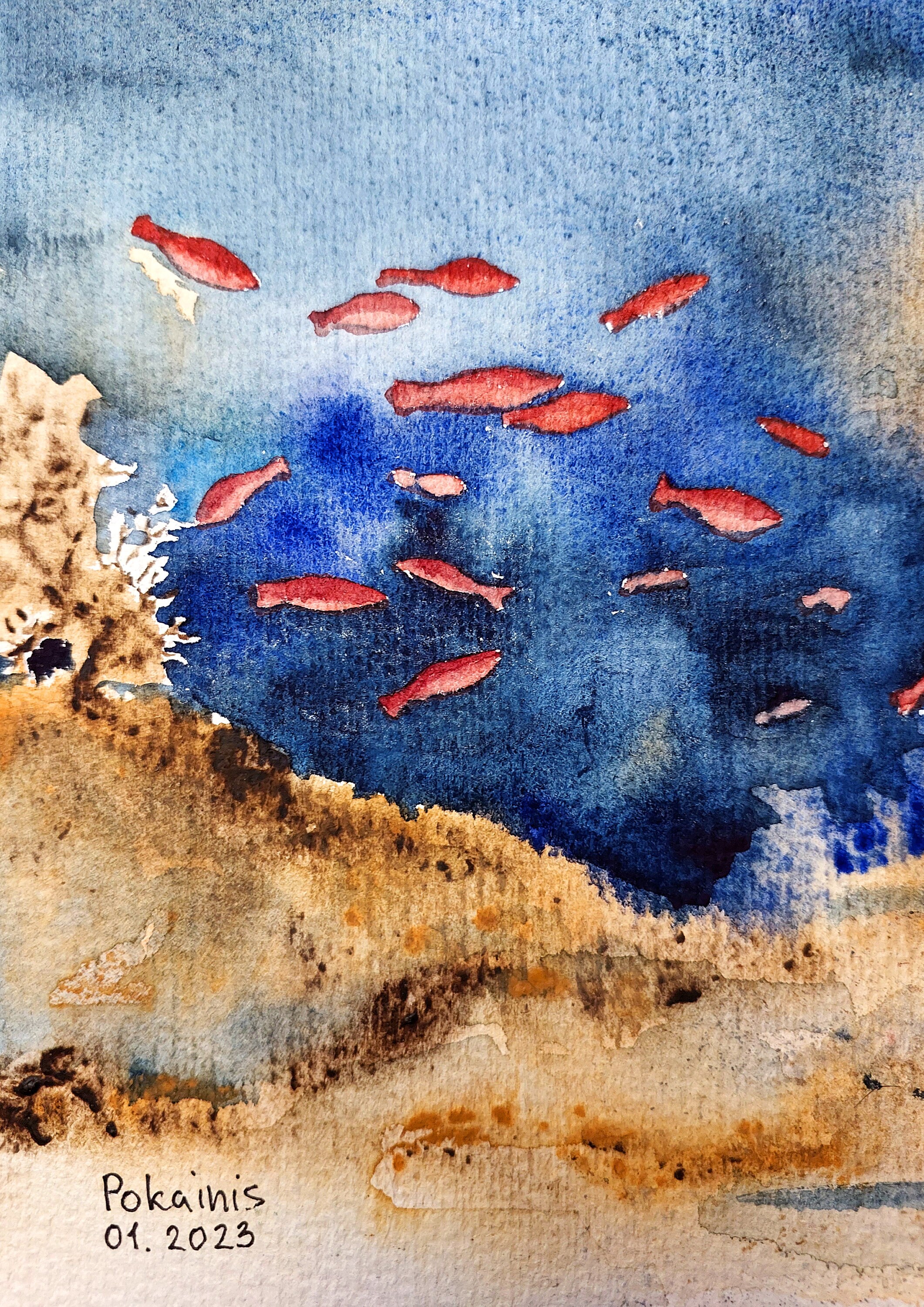 おっちページです　海　ホオジロザメ　珊瑚　レジンアート　原画　絵画 おっち様専用ページです 海 ホオジロザメ 珊瑚 レジンアート 原画 絵画