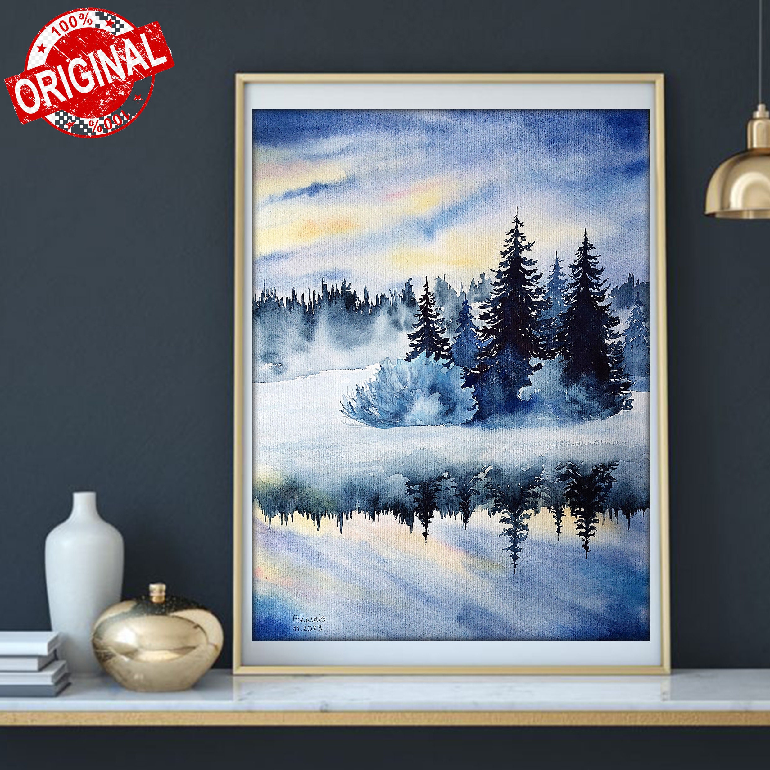 ♡たまみな♡冬の風景 水彩画 スズメと雪の夜　値段は※900円です il_fullxfull.5561903382_nk5p.jpg