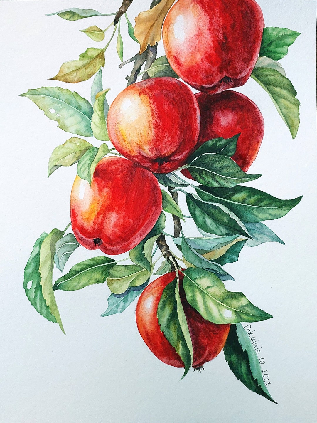 板材に描かれた赤いリンゴの油彩画風アート作品 cf4c52959ed29ed8f1f70ec69f25cc