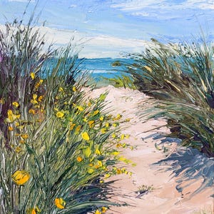 Kleines original Ölgemälde, Landschaft Wandbild, Seelandschaft, Strand Wandbild, Miniatur Ölgemälde, Strand Malerei, Impasto Ölgemälde