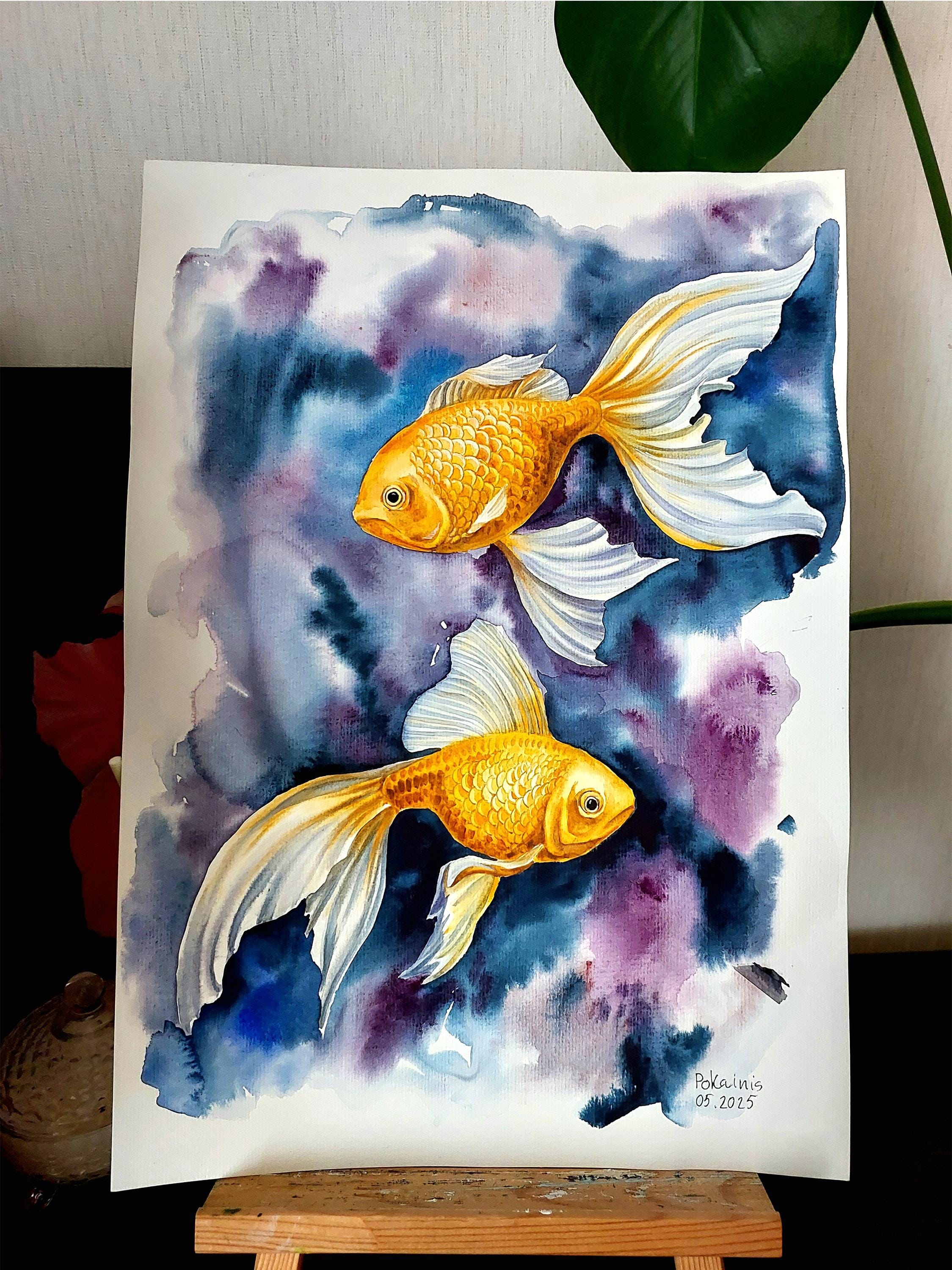 【絵画】ネイチャーアート　「金魚」原画 絵画】ネイチャーアート 「金魚」原画