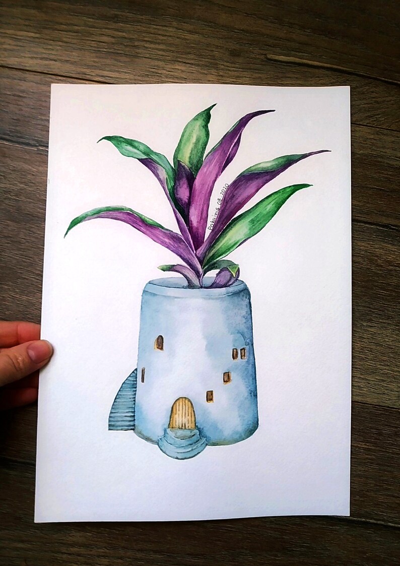 ORIGINAL Watercolor Painting Plants Wall Art Botanical Etsy