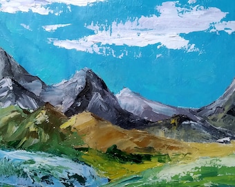 国立公園の油絵：6x6の山の風景画 - Etsy 日本