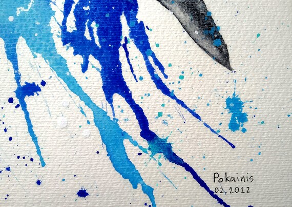 Killer Whale Original Watercolor Painting, Orca Whale