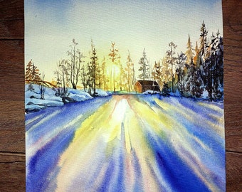絵画「夕日を浴びて～ 森の散歩道」　水彩画 il_340x270.4490662497_end8.jpg