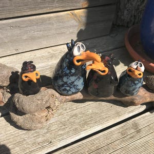 ceramic birds group family funny
