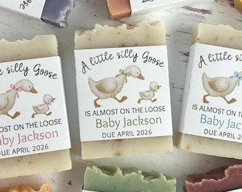 Silly goose baby shower soap favors, Personalized gift for guests, Gender neutral baby sprinkle, boy or girl, Handmade custom keepsake