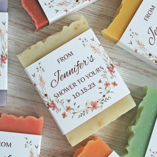 Wildflower soap favor for Bridal shower, Floral Baby shower, Personalized party favors, mini soap bars, guest soap, wildflower themed party