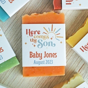 Here comes the son baby shower favors Personalized mini soap favor for guest Sunshine party favor