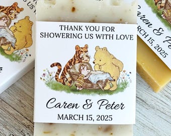 Winnie The Pooh baby shower soap favor, Personalized thank you gift, A little hunny is on the way neutral baby sprinkle keepsake, Handmade