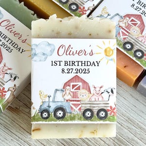 Farm animal Birthday party favor soap, Cute party favors for guest, Personalized gender neutral, Boy Girl Barnyard party, Thank you gift
