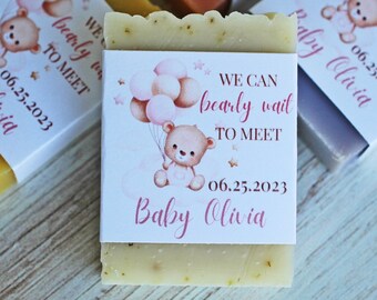 Teddy Bear soap favors We can bearly wait shower theme favor Pink teddy bear baby girl shower Personalized soap favor for guest party gift