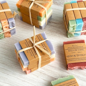Mini soap gift set of four, travel soap bundle, soap sample set, Stocking stuffers, Small Christmas gift idea, spa gift set under twenty