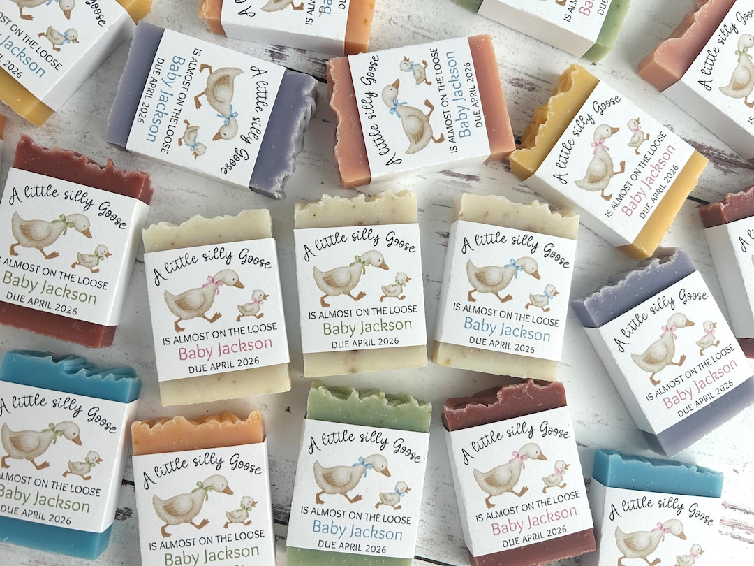 Silly goose baby shower soap favors, Personalized gift for guests, Gender neutral baby sprinkle, boy or girl, Handmade custom keepsake