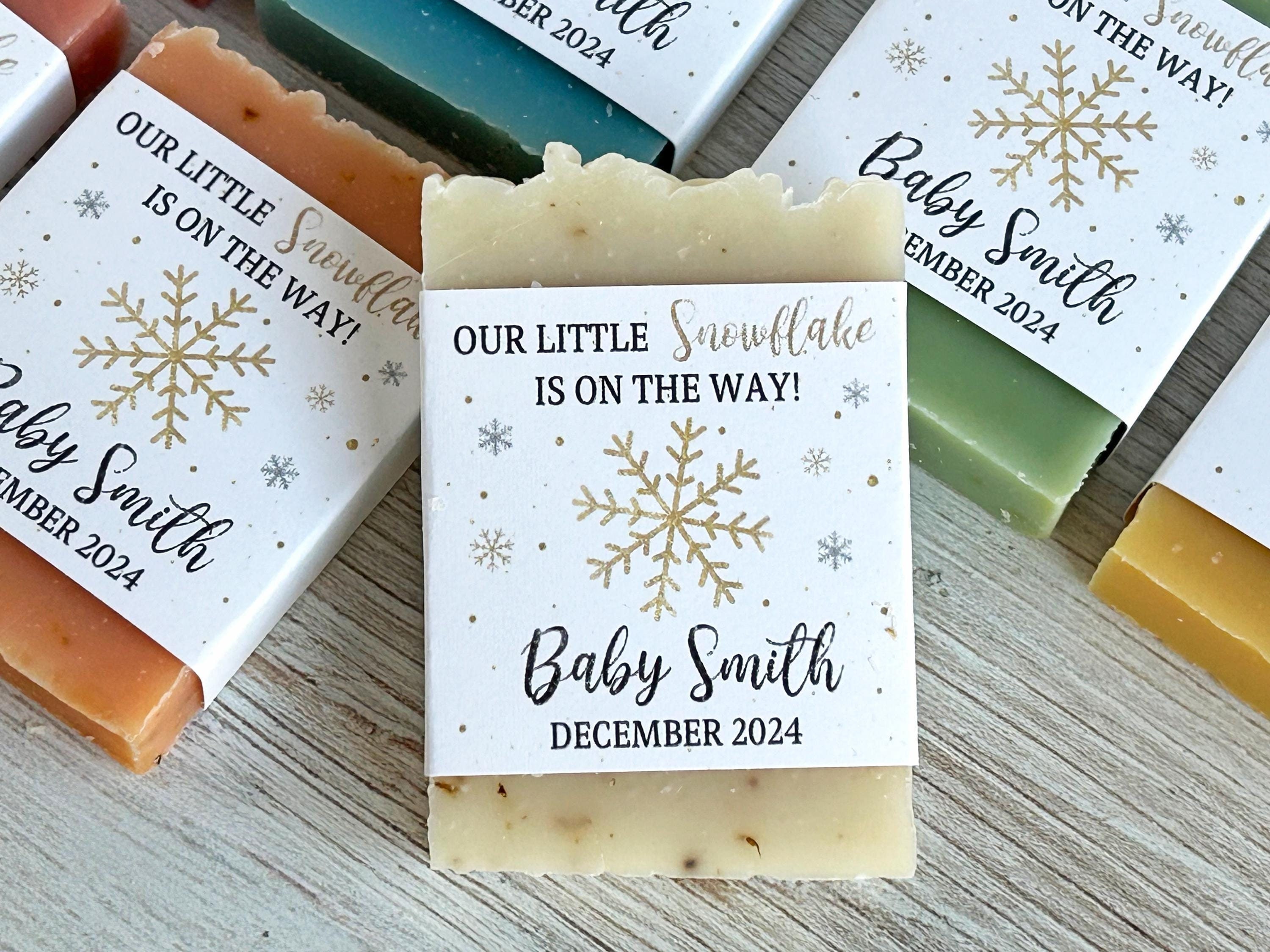 Gold Snowflake baby shower favor Little snowflake is on the way party favor Winter wonderland party favor for guest Winter theme soap favors