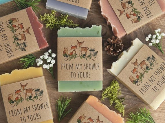 Woodland Baby Shower Soap Favor for guest, Forest Animal theme baby sprinkle custom keepsake, Personalized thank you gifts in bulk, Handmade