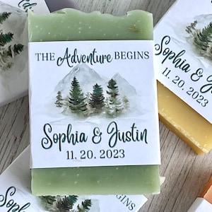 Adventure Begins Shower favor soap Personalized wedding favors Mini soap favors for guest Party gift Mountain wedding Destination wedding