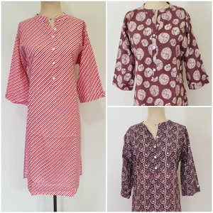 Printed 100% Cotton Kurti Machine Washable.